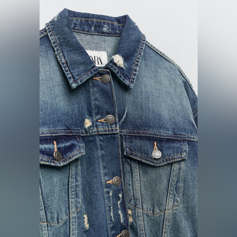 Zara Ripped Denim Jacket Dress - Picture 12 of 15